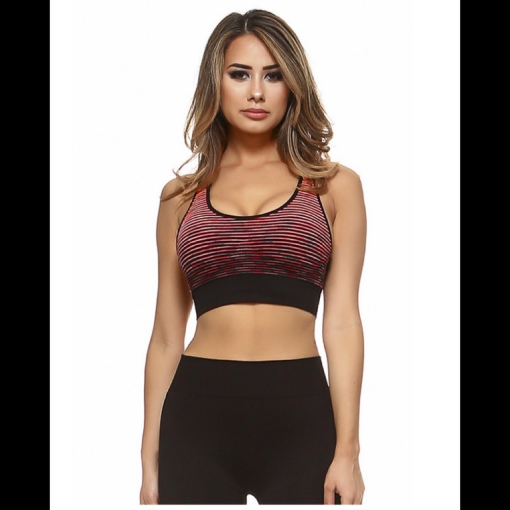 Orange Stripe Workout Yoga Set Activewear Gym